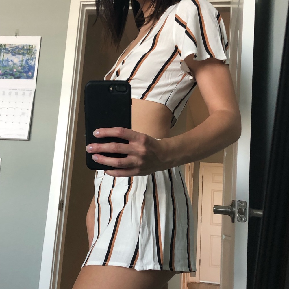 Striped shorts and crop top set